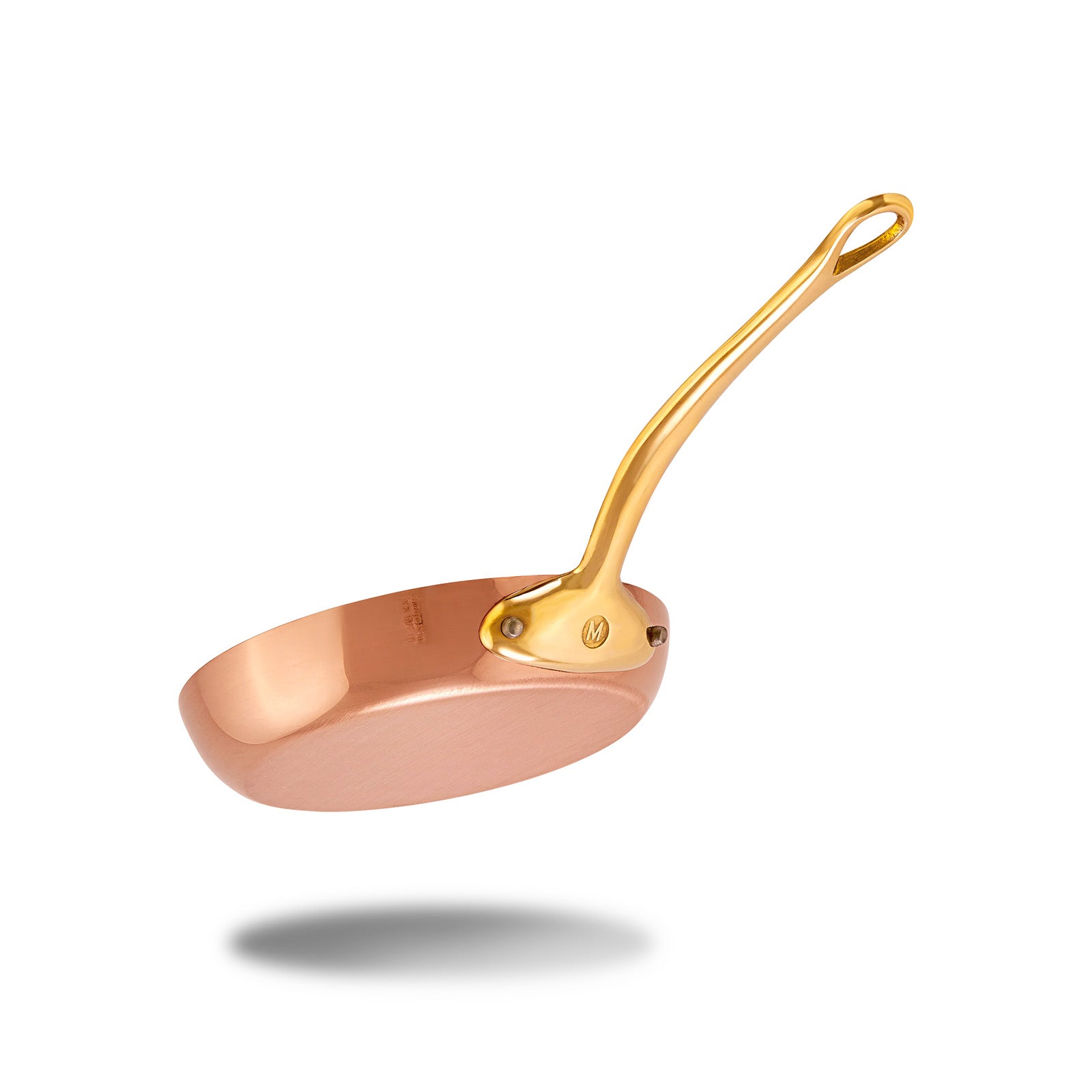 Mauviel M'Heritage 200 B 2mm Polished Copper & Stainless Steel Frying Pan With Brass Handles, 10.24-in, Made In France