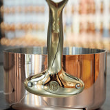 Mauviel M'Heritage 200 B 2mm Polished Copper & Stainless Steel Frying Pan With Brass Handles, 10.24-in, Made In France