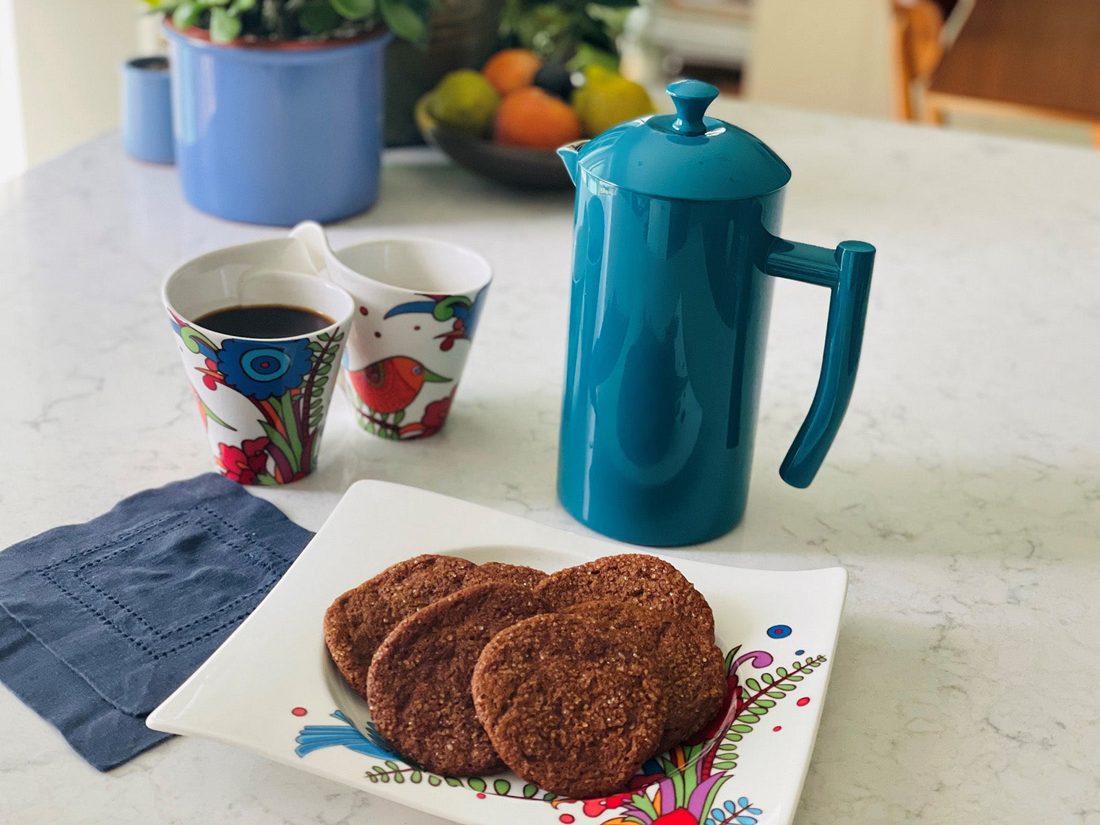 Frieling Double-Walled Stainless Steel French Press Coffee Maker, 34 fl oz, Snow White