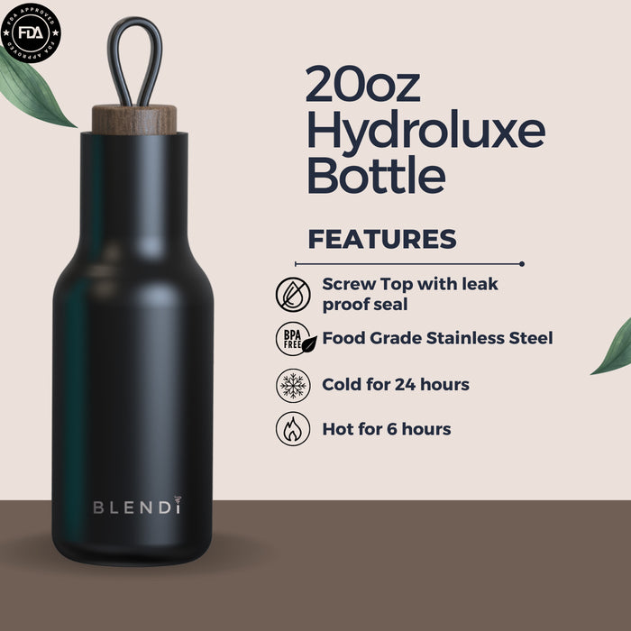 Blendi Slim Hydroluxe 20oz Water Bottle - Eco-Friendly, BPA Free, Black