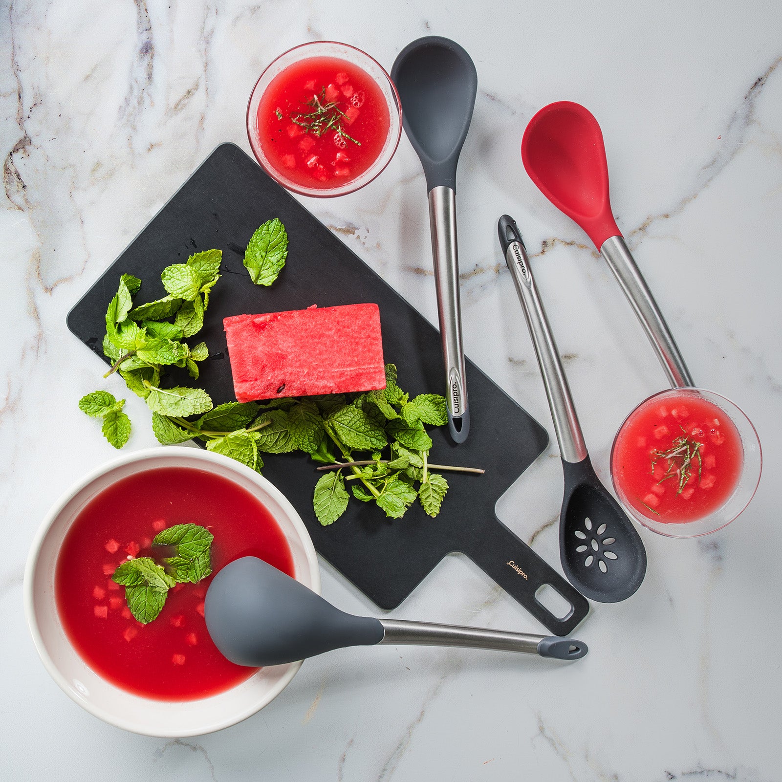 Cuisipro Silicone & Stainless Steel 12.25-Inch Ladle, Red