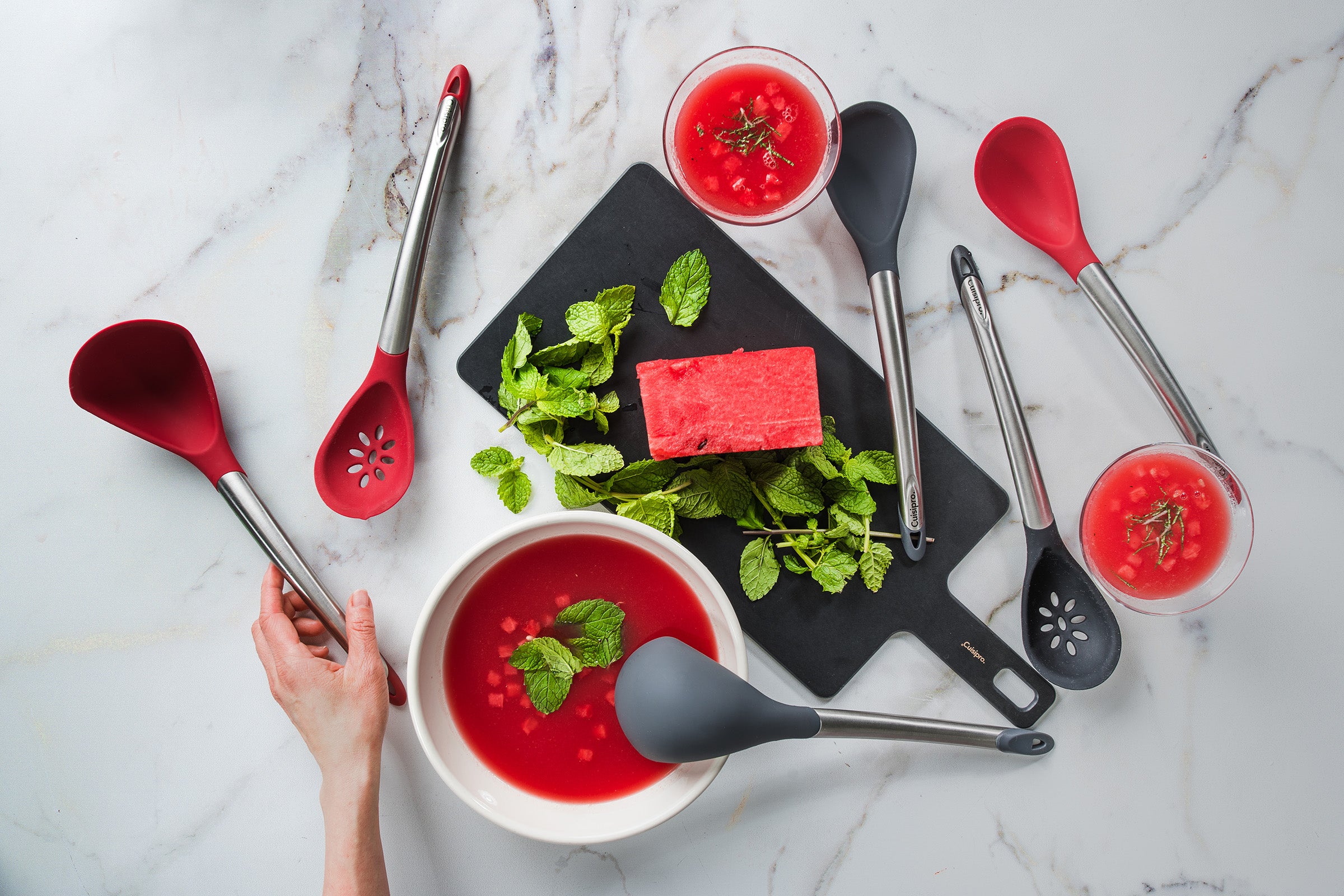 Cuisipro Silicone & Stainless Steel Slotted Spoon, Red