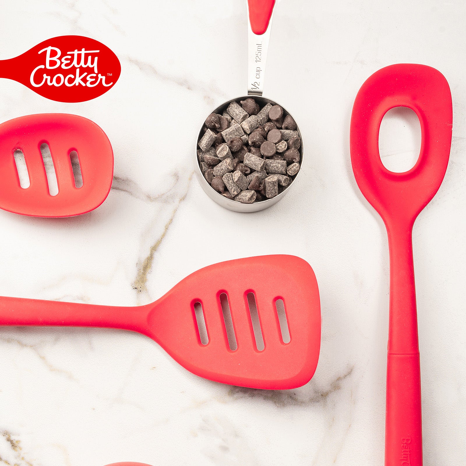 Betty Crocker Silicone 13 Inch Stirring Spoon, Red