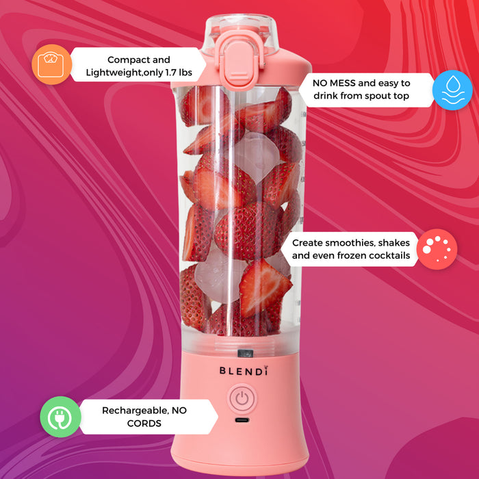 Blendi X 24 oz BPA-Free Rechargable Portable Blender, Pink