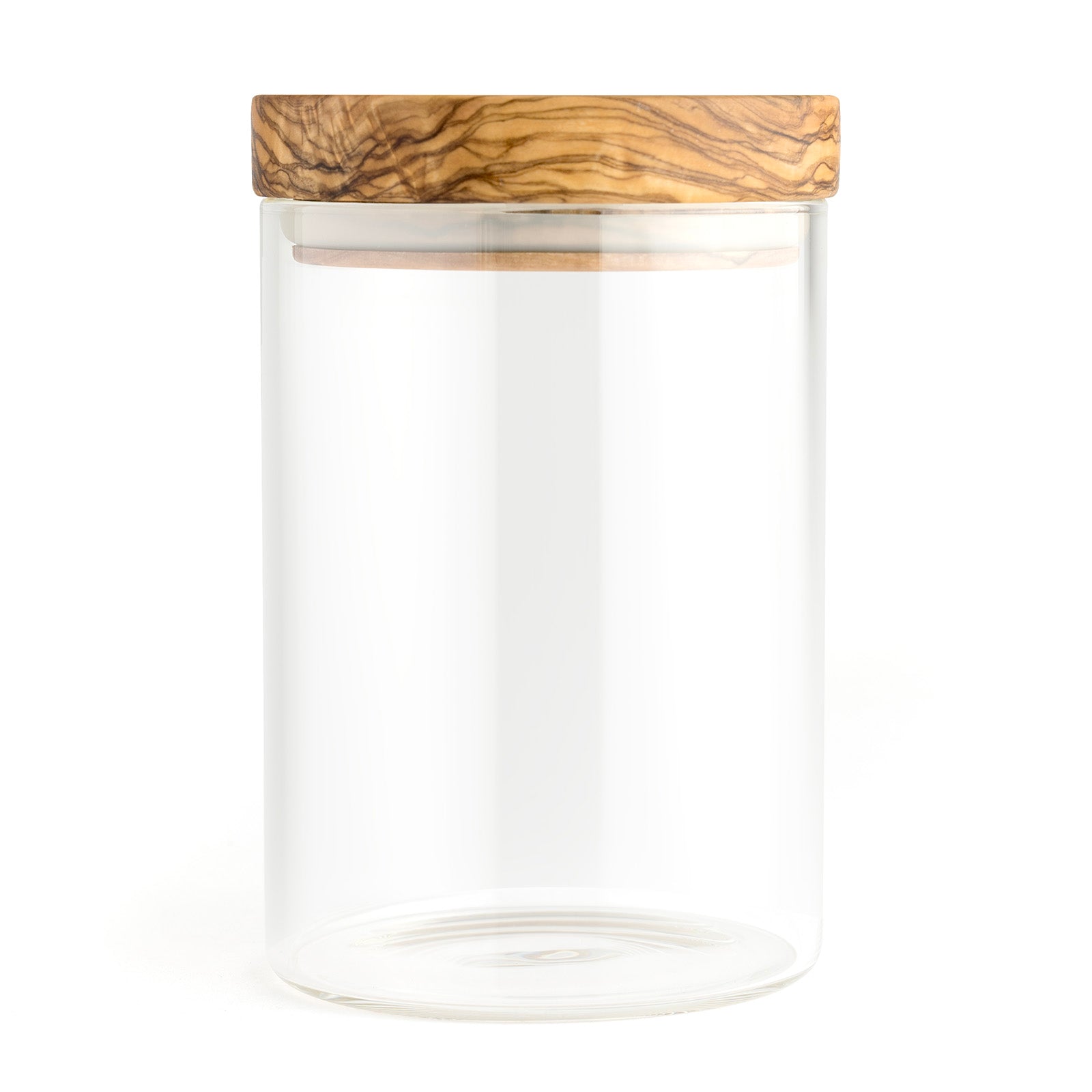 Berard Glass Storage Jar With Olive Wood Lid, 20-ounce