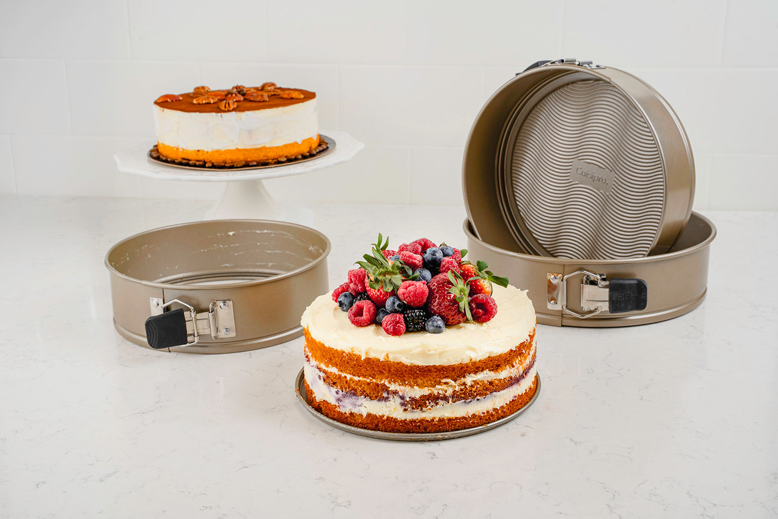 Cuisipro Nonstick 8-Inch Springform Pan with Wave Pattern, Champagne