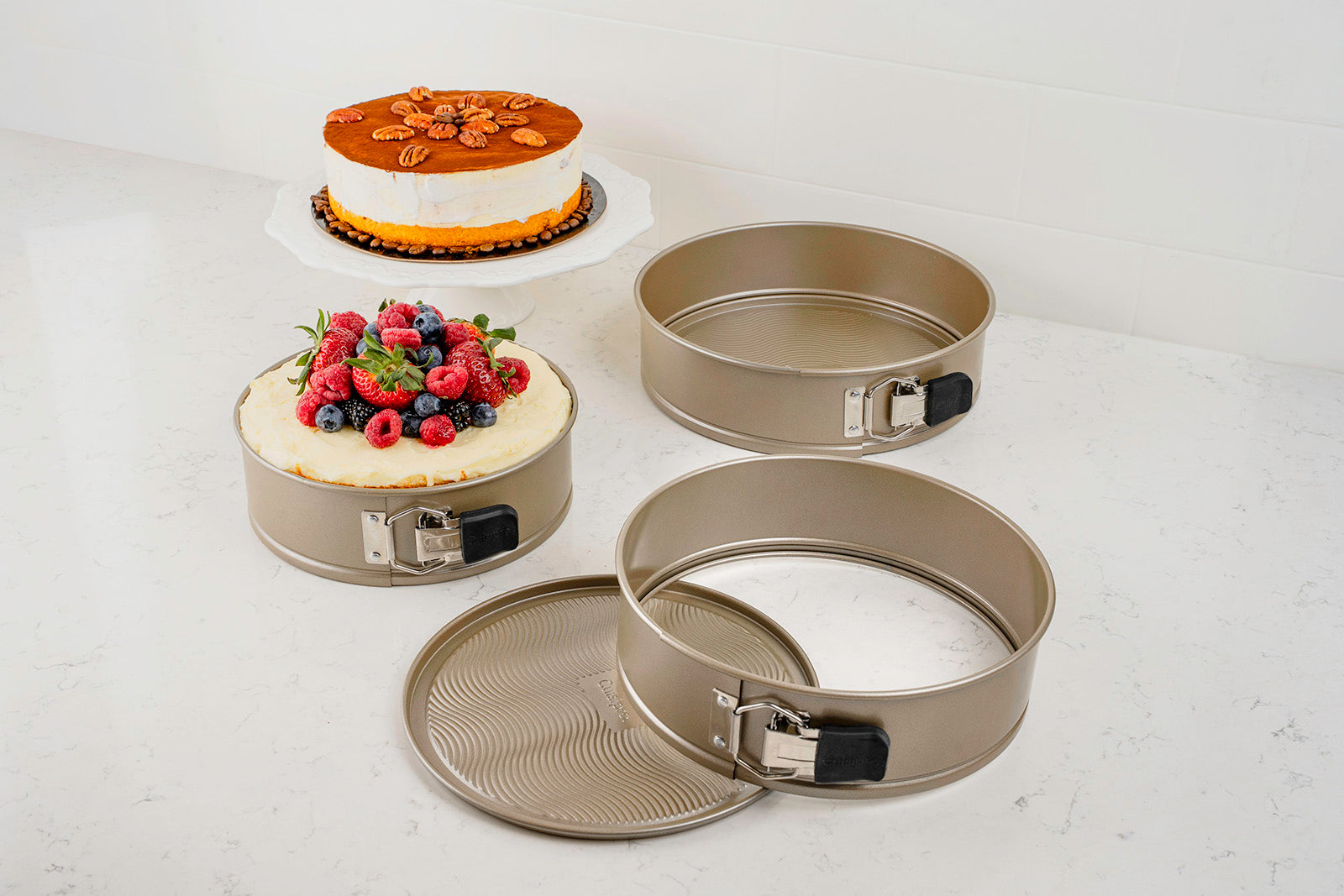 Cuisipro Nonstick 8-Inch Springform Pan with Wave Pattern, Champagne