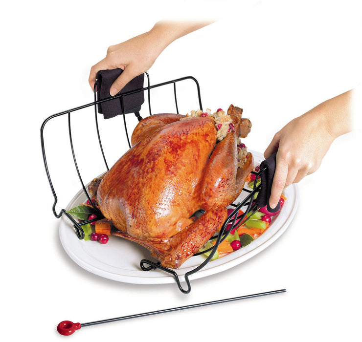 Cuisipro Roast & Serve Non-Stick Turkey and Poultry Roasting Rack, Black