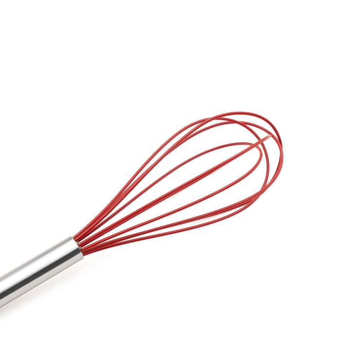 Cuisipro 8-Inch Stainless Steel and Silicone Egg Whisk, Red