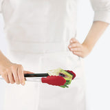 Cuisipro 12 Inch Stainless Steel Silicone Locking Tongs, Red