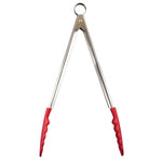 Cuisipro 12 Inch Stainless Steel Silicone Locking Tongs, Red