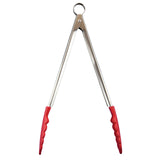 Cuisipro 12 Inch Stainless Steel Silicone Locking Tongs, Red