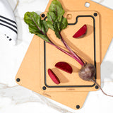 Cuisipro Fibre Wood Cutting Board with Silicone Feet, 16 x 11 Inch, Natural/Slate