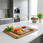Cuisipro Fibre Wood Cutting Boards with Silicone Feet, Set of 2, Natural/Slate