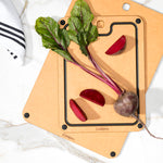 Cuisipro Fibre Wood Cutting Board with Silicone Feet, 12 x 9 Inch, Natural/Slate