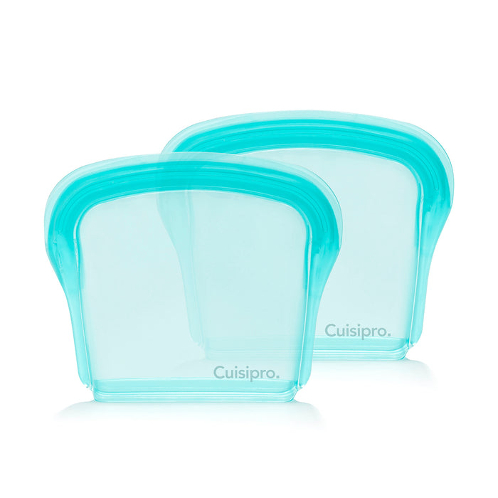 Cuisipro Pack-It Silicone Reusable Storage Bag, Set of 2, 200ml/6.75 oz, Aqua