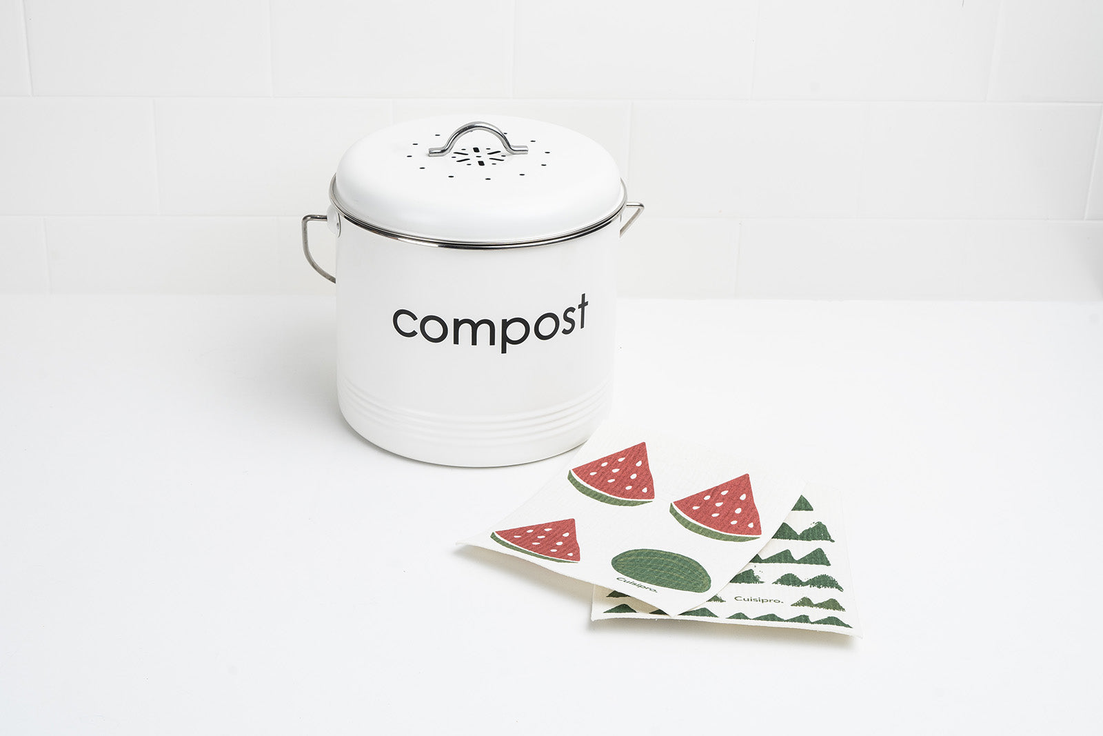 Cuisipro All Purpose Eco-Cloth Sponge Cloth, Green Triangle/Watermelon, Set of 2