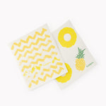 Cuisipro All Purpose Eco-Cloth Sponge Cloth, Yellow Zig Zag/Pineapple, Set of 2