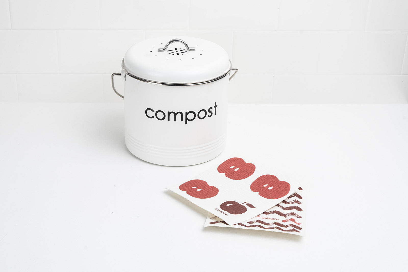 Cuisipro All Purpose Eco-Cloth Sponge Cloth, Red Zig Zag/Apple, Set of 2