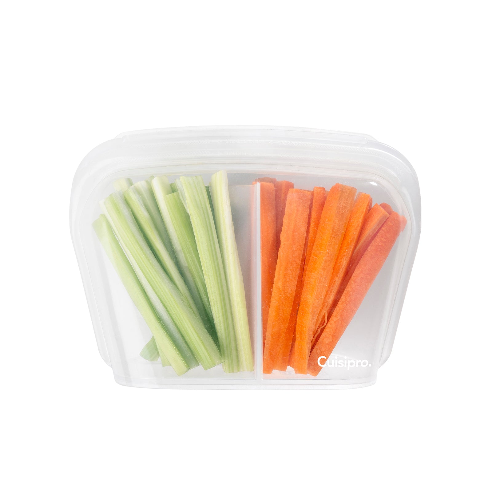 Cuisipro Pack-It Silicone Reusable Stand Up Storage Bag w/Divider, 1300ml/44 oz, Clear