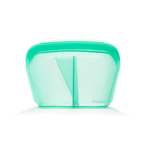 Cuisipro Pack-It Silicone Reusable Stand Up Storage Bag w/Divider, 1300ml/44 oz, Green