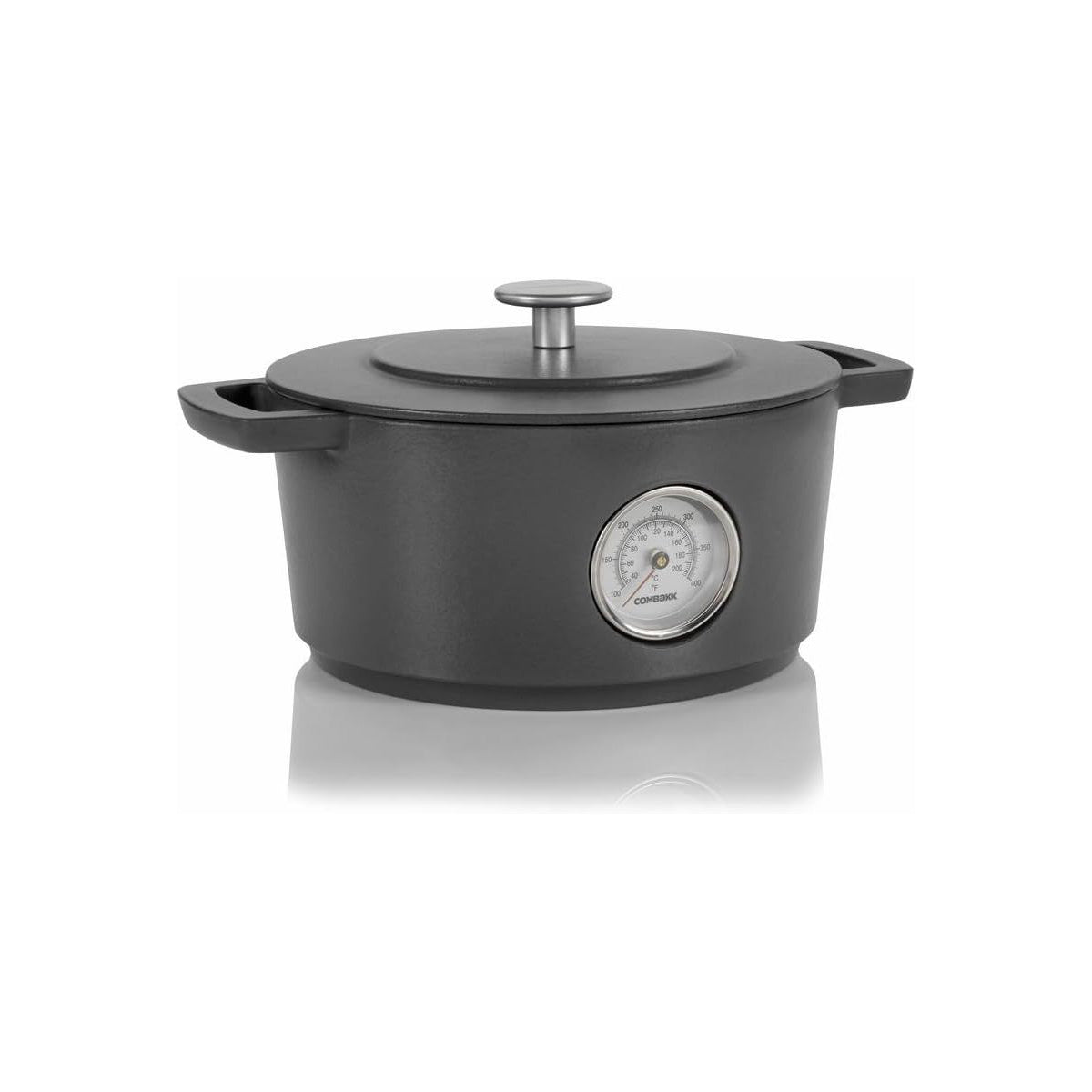 Combekk Railway Cast Iron 4.25 Quart Dutch Oven w/Thermometer, 9.5", Gray