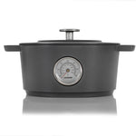 Combekk Railway Cast Iron 4.25 Quart Dutch Oven w/Thermometer, 9.5", Gray