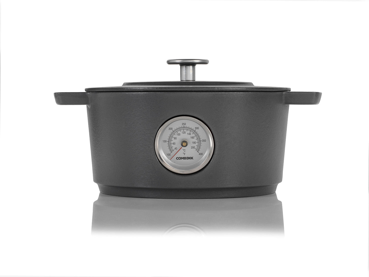 Combekk Railway Cast Iron 4.25 Quart Dutch Oven w/Thermometer, 9.5", Gray