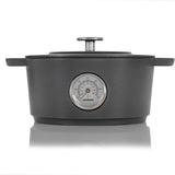 Combekk Railway Cast Iron 4.25 Quart Dutch Oven w/Thermometer, 9.5", Gray