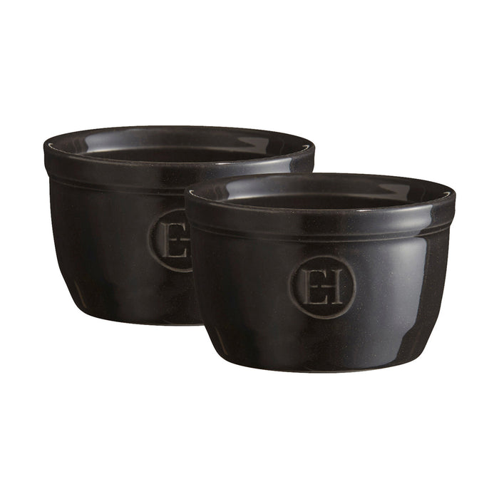 Emile Henry Made in France 5 oz Ramekin, Set of 2, 3.5" by 2", Charcoal