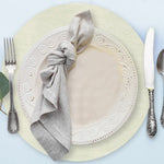 Davanti by Frieling Mattola Placemats Set of 6, Round 15 Inch Indoor Outdoor Table Placemats, Ecru