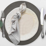 Davanti by Frieling Mattola Placemats Set of 6, Round 15 Inch Indoor Outdoor Table Placemats, Castlerock Gray