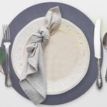 Davanti by Frieling Mattola Placemats Set of 6, Round 15 Inch Indoor Outdoor Table Placemats, Stone Marine