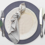 Davanti by Frieling Mattola Placemats Set of 6, Round 15 Inch Indoor Outdoor Table Placemats, Stone Marine