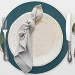 Davanti by Frieling Mattola Placemats Set of 6, Round 15 Inch Indoor Outdoor Table Placemats, Pine Green