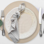 Davanti by Frieling Mattola Placemats Set of 6, Round 15 Inch Indoor Outdoor Table Placemats, Silk Gray