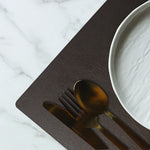 Davanti by Frieling Mattola Placemats Set of 6, Rectangular 16.5 x 12.5 Inch Indoor Outdoor Table Placemats – Dark Brown