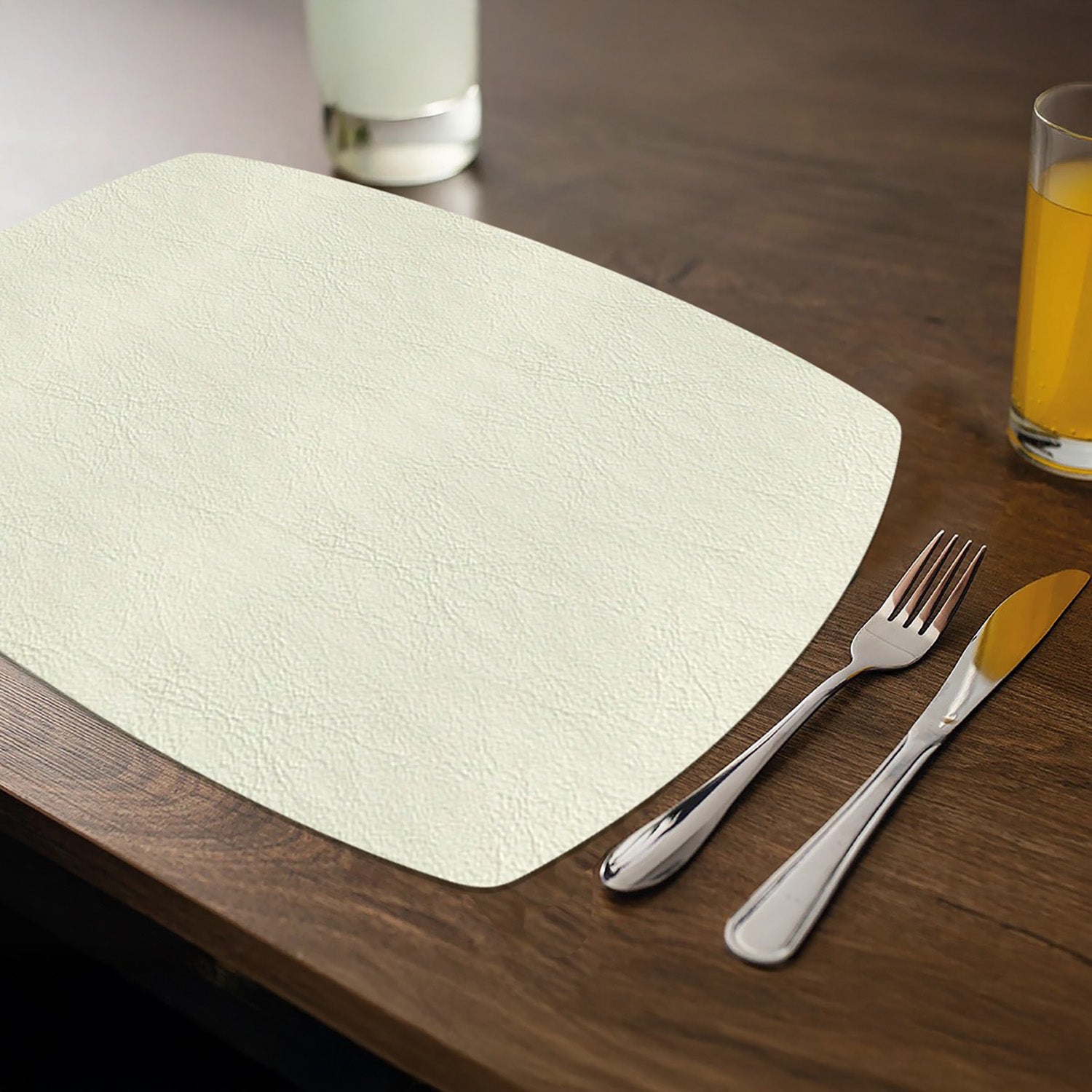 Davanti by Frieling Mattola Placemats Set of 6, Rectangle Plus, 14 x 18 Inch Indoor Outdoor Table Placemats, Ecru