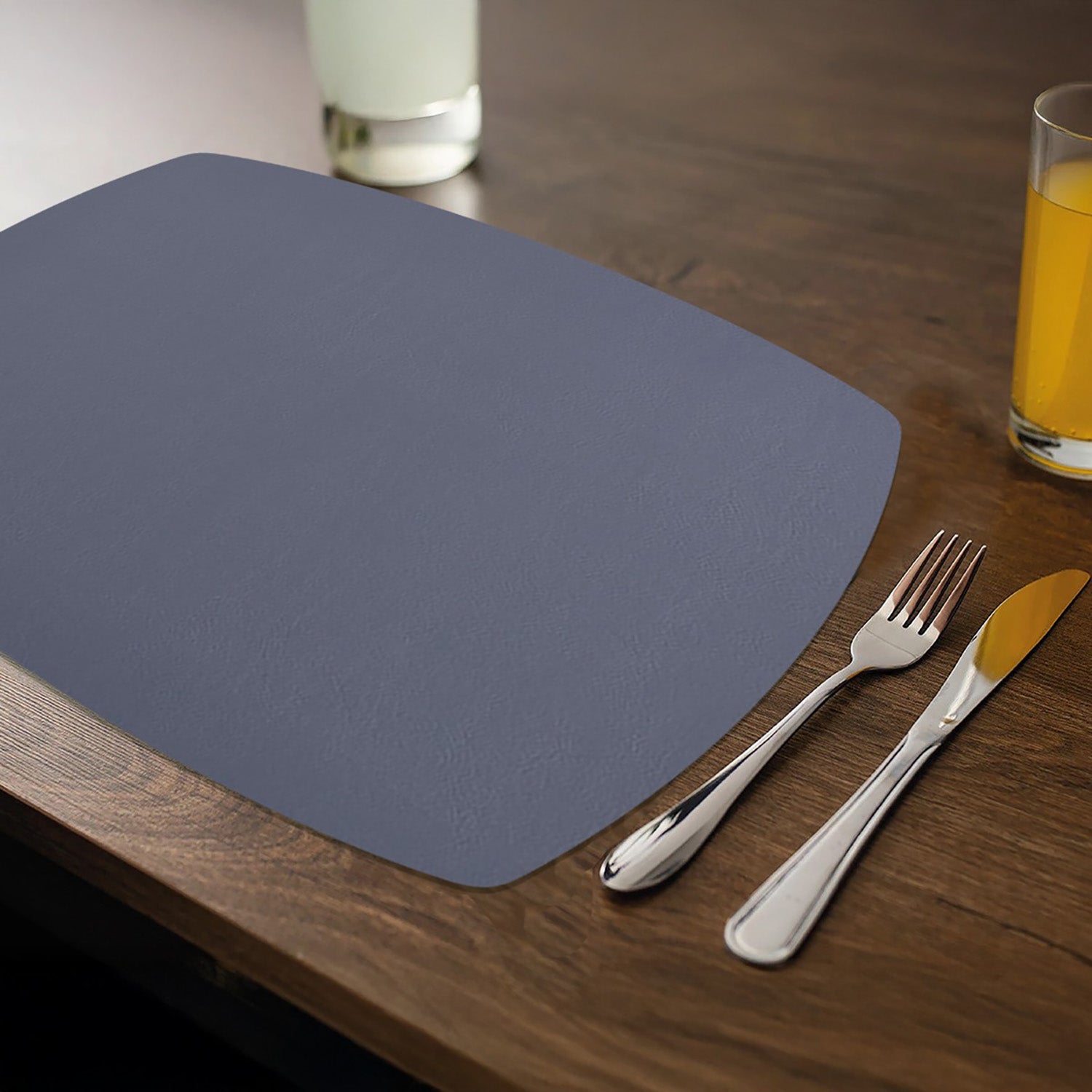 Davanti by Frieling Mattola Placemats Set of 6, Rectangle Plus, 14 x 18 Inch Indoor Outdoor Table Placemats, Stone Marine