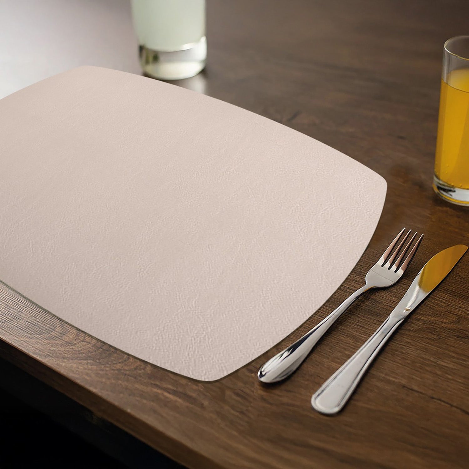 Davanti by Frieling Mattola Placemats Set of 6, Rectangle Plus, 14 x 18 Inch Indoor Outdoor Table Placemats, Silk Gray