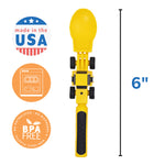 Constructive Eating Set of 3 Construction Eating Utensils for Kids and Toddlers, Yellow