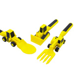 Constructive Eating Set of 3 Construction Eating Utensils for Kids and Toddlers, Yellow