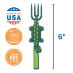 Constructive Eating Set of 3 Dino Eating Utensils for Kids and Toddlers, Green