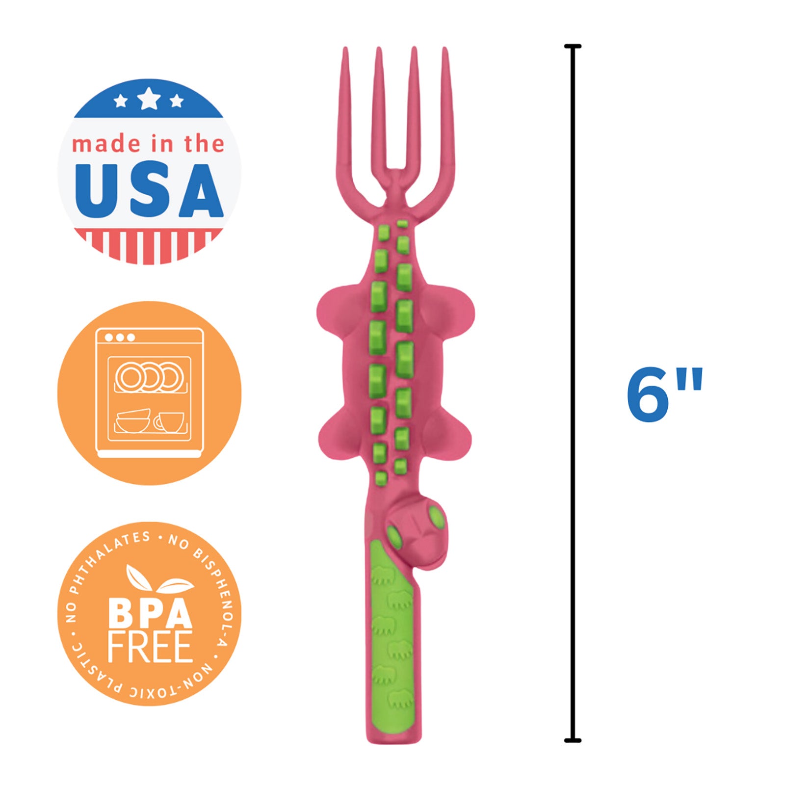 Constructive Eating Set of 3 Dino Eating Utensils for Kids and Toddlers, Pink