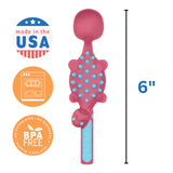 Constructive Eating Set of 3 Dino Eating Utensils for Kids and Toddlers, Pink