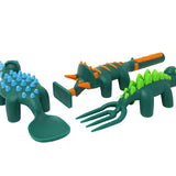 Constructive Eating Set of 3 Dino Eating Utensils for Kids and Toddlers