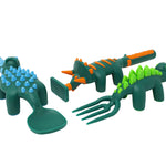 Constructive Eating Set of 3 Dino Eating Utensils for Kids and Toddlers, Green