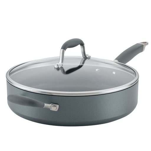 Anolon Advanced Home Hard-Anodized Nonstick Saute Pan with Helper Handle and Lid, 5-Quart, Moonstone