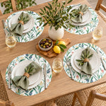 Davanti by Frieling Casa Round Vinyl Placemat, 15" Diameter, Watercolor Olive Branch Print – Easy-Clean Table Mat for Dining & Kitchen