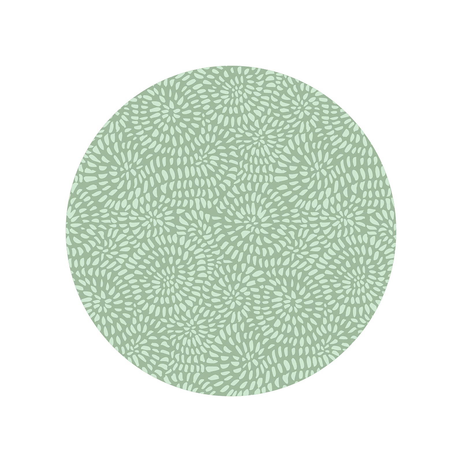 Davanti by Frieling Casa Round Vinyl Placemat, 15" Diameter, Sage Green Petal Print – Easy-Clean Table Mat for Dining & Kitchen